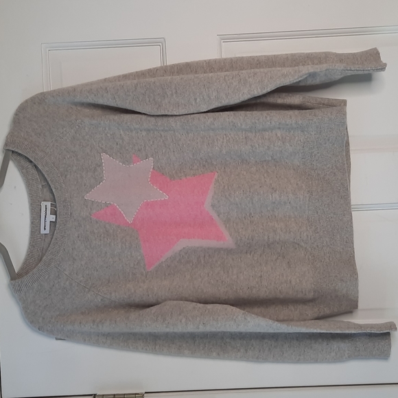 NWT WHITE + WARREN CASHMERE MULTI STAR INTARSIA SWEATSHIRT - MISTY GREY HEAT… - Picture 4 of 8